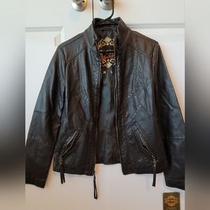 Big Chill Vintage Faux Leather Jacket Size S Dark Brown New Never Worn